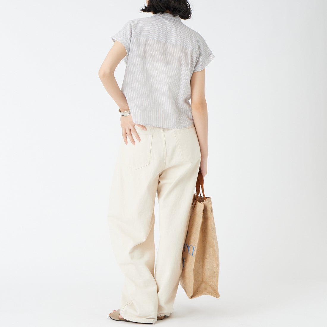 Jeans Factory Clothes [ジーンズファクトリークローズ] フリルブラウス [25619-MN] BEG ST &&モデル身長：162cm 着用サイズ：F&&