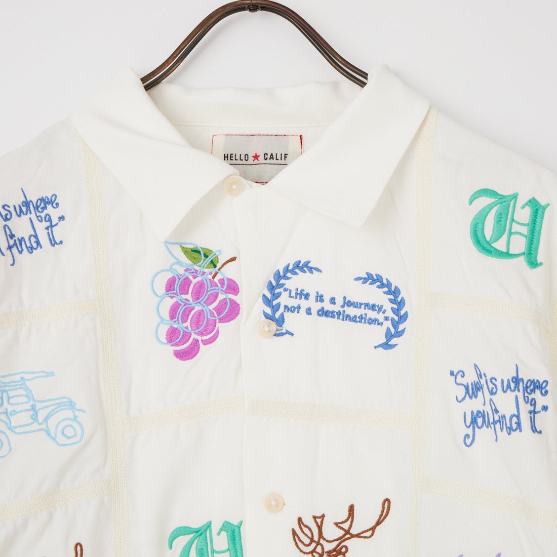 HELLO CALIF [ハローカリフ] パッチワークエンブロイドシャツ [662006] WHITE