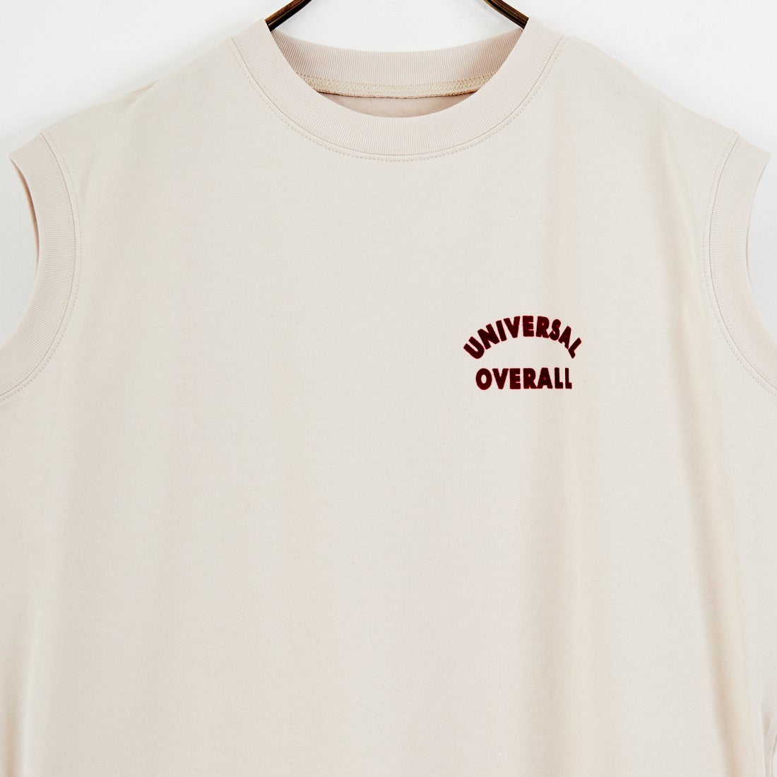 UNIVERSAL OVERALL [ユニバーサルオーバーオール] 別注 フロッキーワンポイントロゴ ノースリーブ マキシ丈ワンピース [U2612807IN-JF] GREIGE