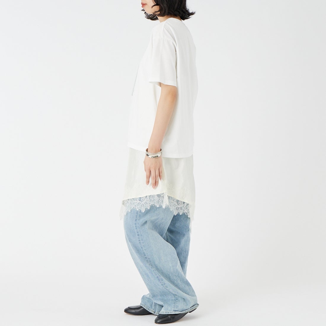 CLOCHE [クロシェ] アシンメトリーレースキャミワンピース [65285711] ｵﾌ &&モデル身長：162cm 着用サイズ：2&&