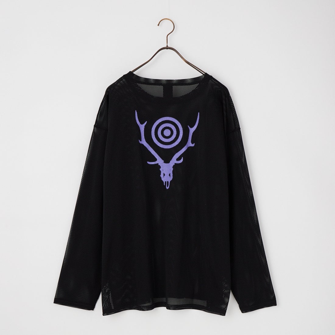 South2West8 [サウスツーウエストエイト] ロングスリーブ クルーネックメッシュTシャツ [SX720] D BLACK