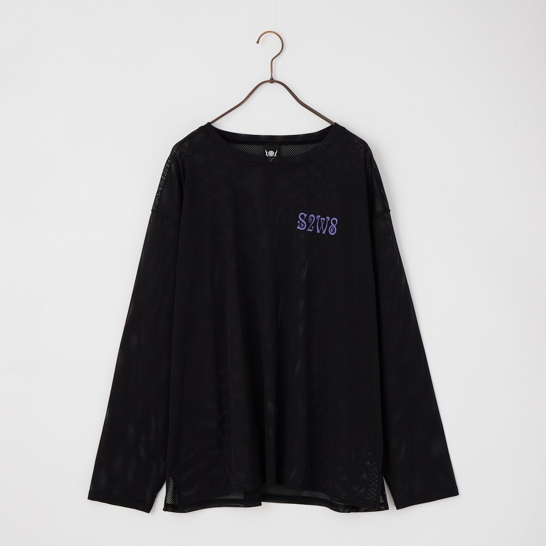 South2West8 [サウスツーウエストエイト] ロングスリーブ クルーネックメッシュTシャツ [SX720] D BLACK