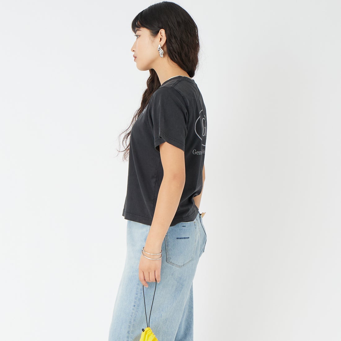 THE NORTH FACE [ザ ノースフェイス] GAR タイポグラフィックカラードショートスリーブTシャツ [NT32668] K &&モデル身長：162cm 着用サイズ：WL&&