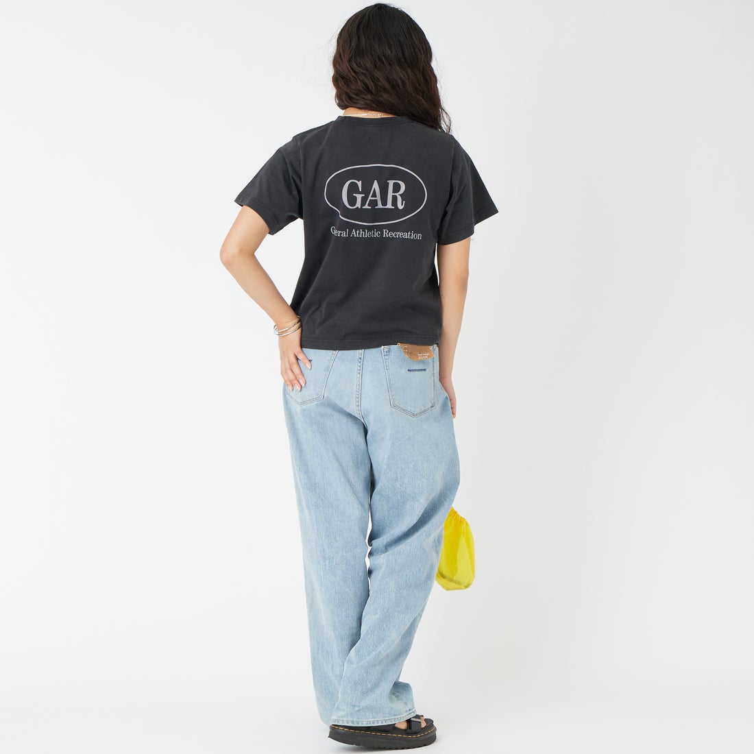 THE NORTH FACE [ザ ノースフェイス] GAR タイポグラフィックカラードショートスリーブTシャツ [NT32668] K &&モデル身長：162cm 着用サイズ：WL&&