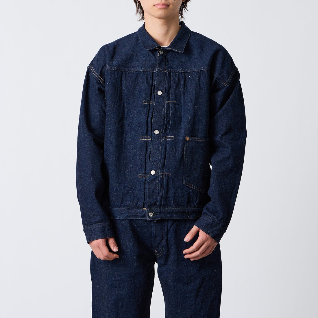 JOHN MUNG DENIM [ジョン マン デニム] 1920s デニムジャケット [JOHNMUNG-DNM-JKT-4] ONE WASH &&モデル身長：177cm 着用サイズ：42&&