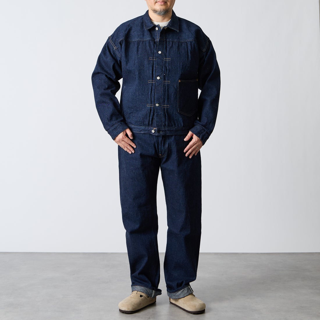 JOHN MUNG DENIM [ジョン マン デニム] 1920s デニムジャケット [JOHNMUNG-DNM-JKT-4] ONE WASH &&モデル身長：180cm 着用サイズ：44&&
