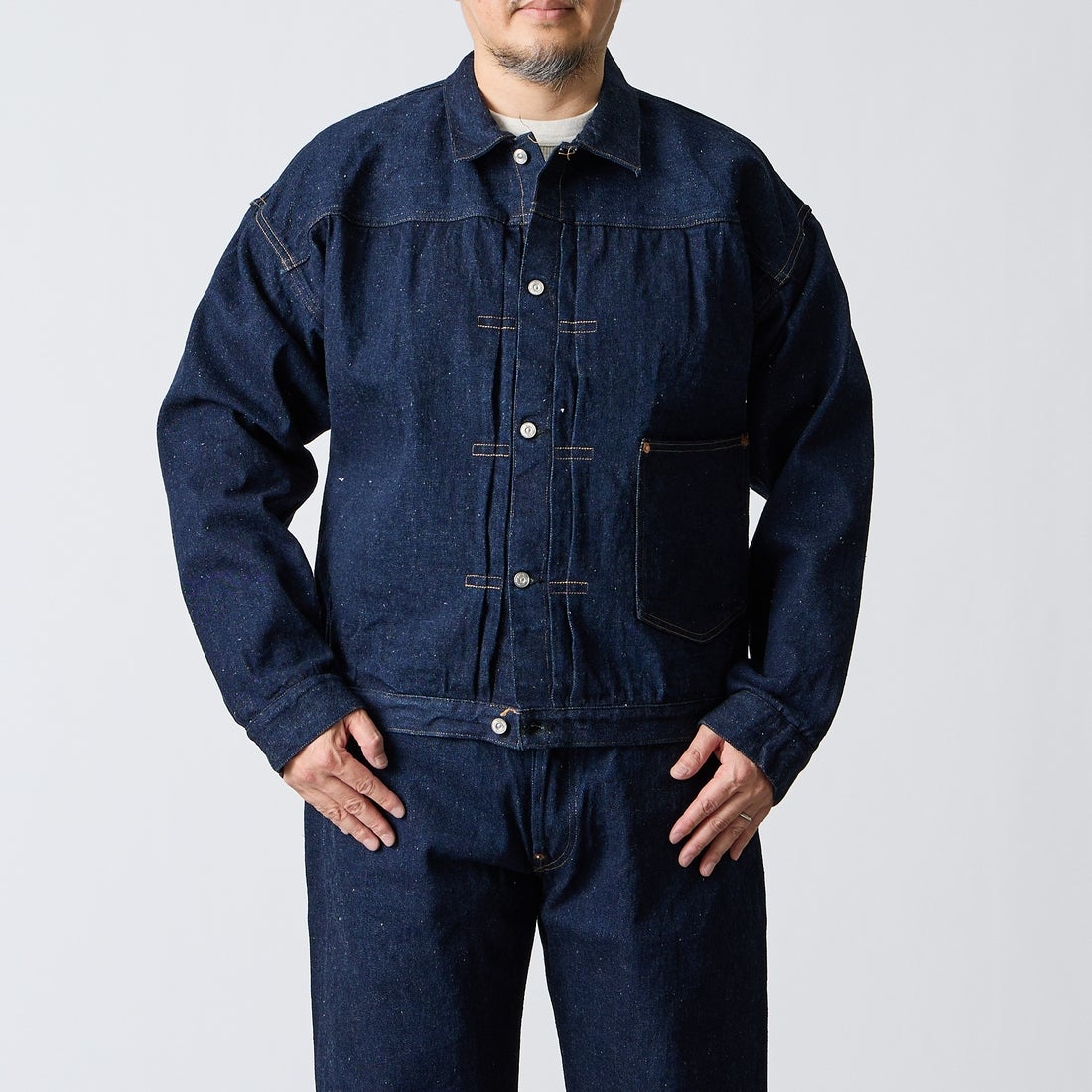 JOHN MUNG DENIM [ジョン マン デニム] 1920s デニムジャケット [JOHNMUNG-DNM-JKT-4] ONE WASH &&モデル身長：180cm 着用サイズ：44&&