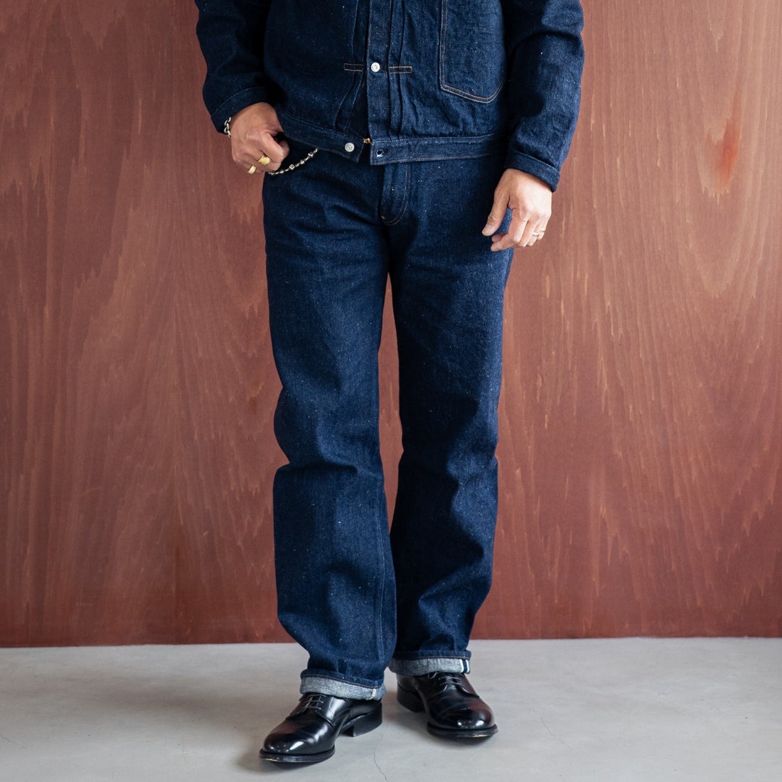 JOHN MUNG DENIM [ジョン マン デニム] 1920s デニムパンツ [JOHNMUNG-DNM-PANTS-5] ONE WASH &&モデル身長：177cm 着用サイズ：34&&