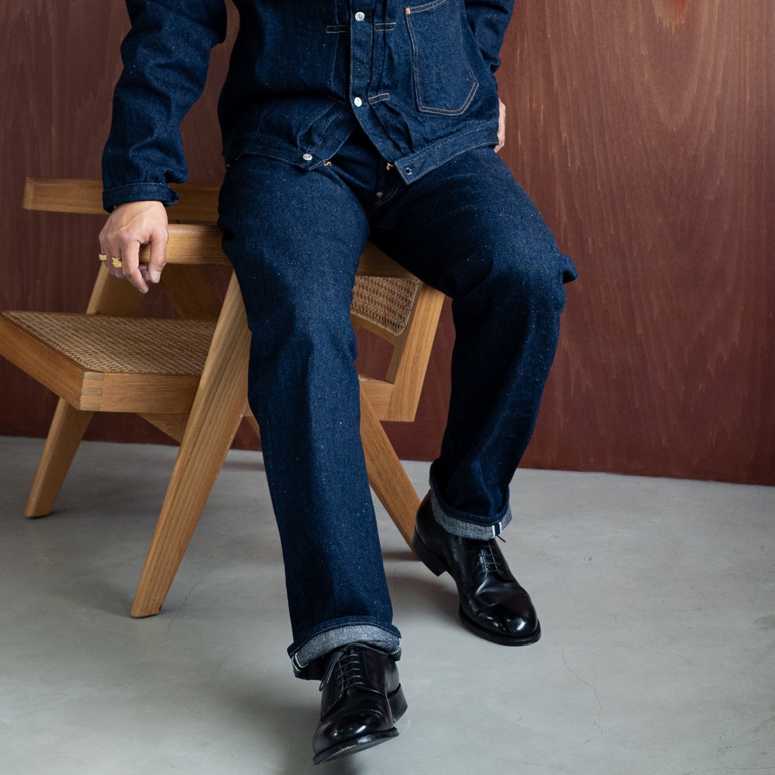 JOHN MUNG DENIM [ジョン マン デニム] 1920s デニムパンツ [JOHNMUNG-DNM-PANTS-5] ONE WASH &&モデル身長：177cm 着用サイズ：34&&