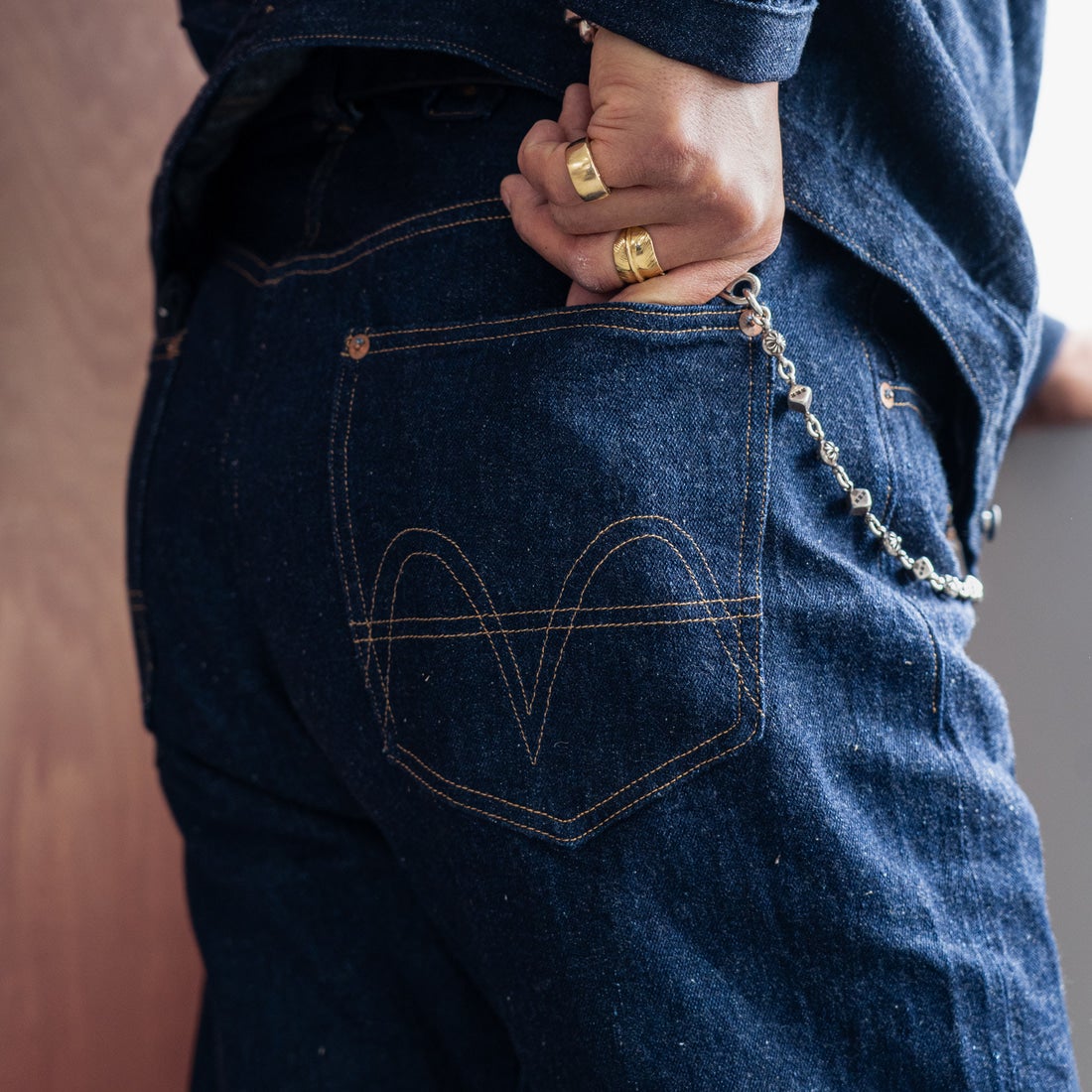 JOHN MUNG DENIM [ジョン マン デニム] 1920s デニムパンツ [JOHNMUNG-DNM-PANTS-5] ONE WASH &&モデル身長：177cm 着用サイズ：34&&