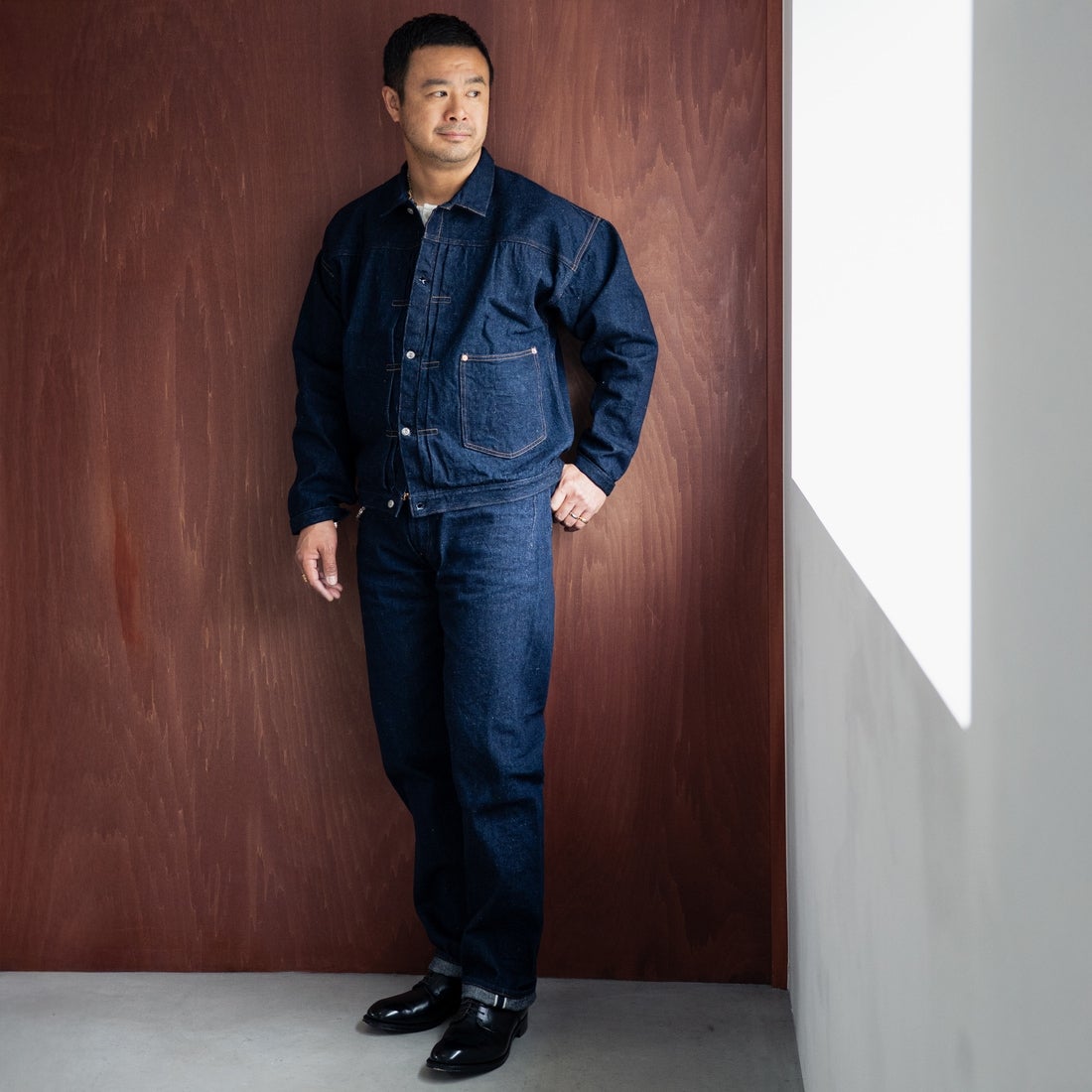 JOHN MUNG DENIM [ジョン マン デニム] 1920s デニムパンツ [JOHNMUNG-DNM-PANTS-5] ONE WASH &&モデル身長：177cm 着用サイズ：34&&