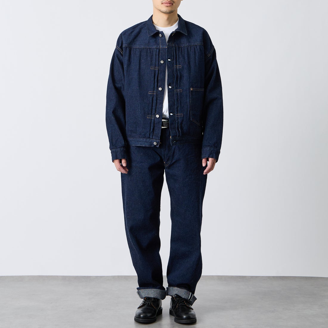 JOHN MUNG DENIM [ジョン マン デニム] 1920s デニムパンツ [JOHNMUNG-DNM-PANTS-5] ONE WASH &&モデル身長：168cm 着用サイズ：32&&