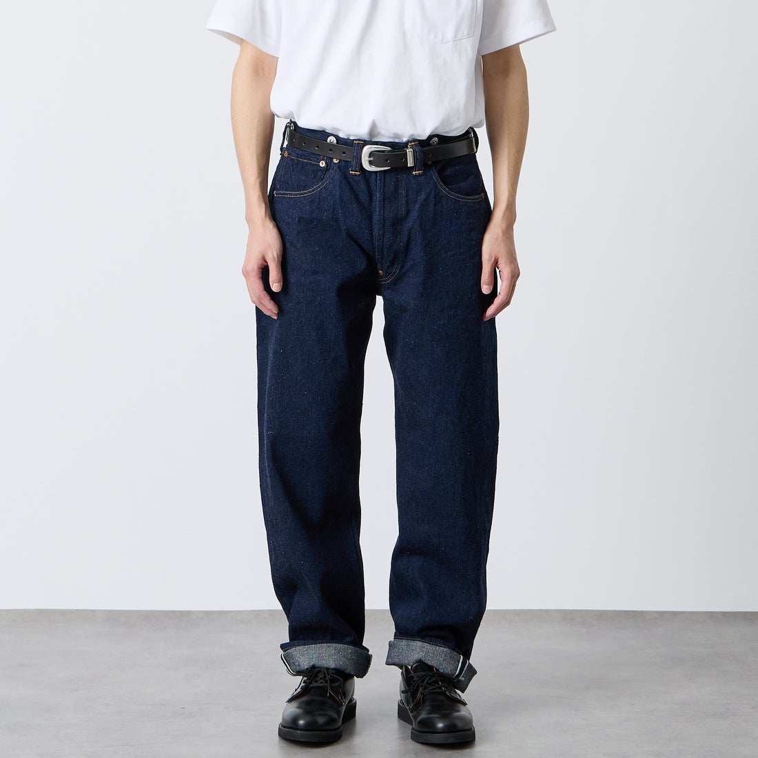 JOHN MUNG DENIM [ジョン マン デニム] 1920s デニムパンツ [JOHNMUNG-DNM-PANTS-5] ONE WASH &&モデル身長：168cm 着用サイズ：32&&