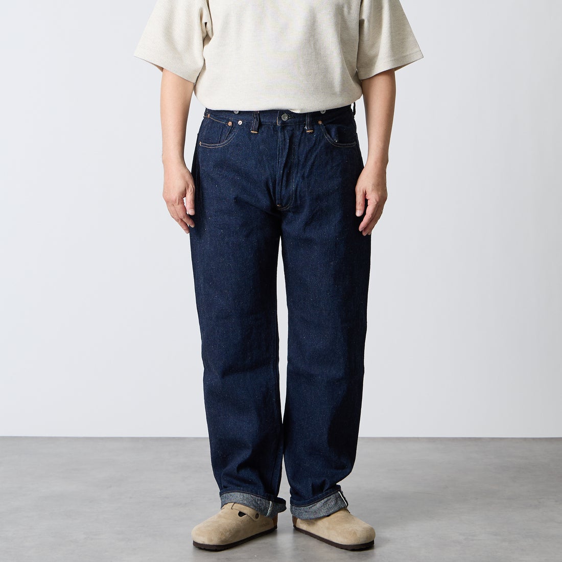 JOHN MUNG DENIM [ジョン マン デニム] 1920s デニムパンツ [JOHNMUNG-DNM-PANTS-5] ONE WASH &&モデル身長：180cm 着用サイズ：36&&