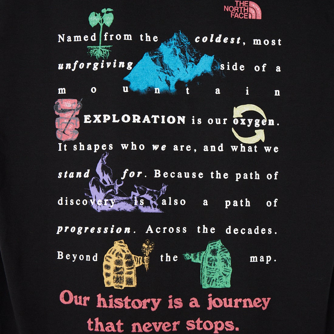 THE NORTH FACE [ザ ノースフェイス] ショートスリーブ ジャーニーヒストリーTシャツ [NT32643] K