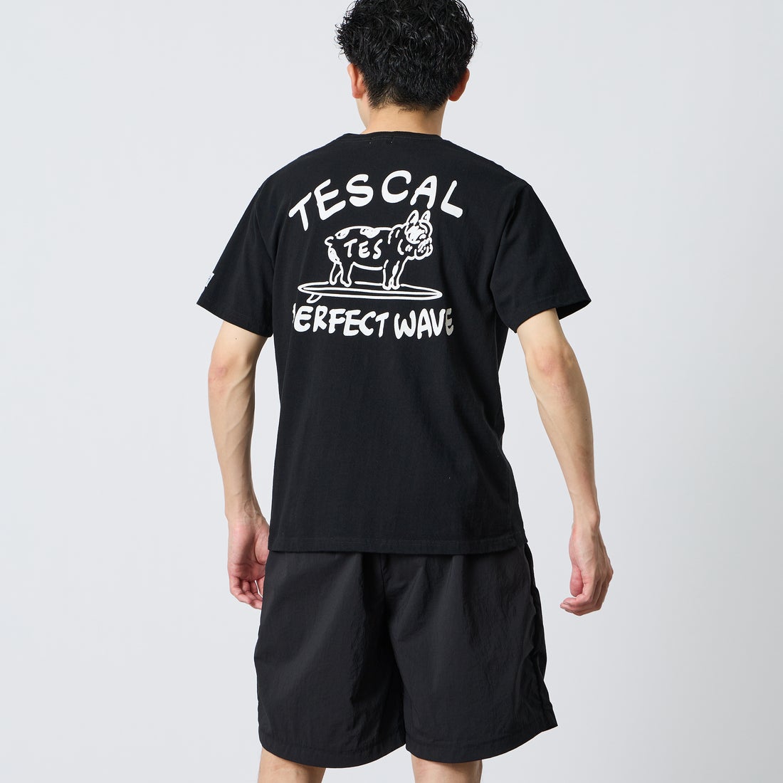 The Endless Summer [エンドレスサマー] 別注 手描き風 バックプリントTシャツ [FH-26574506-JF] BLACK &&モデル身長：168cm 着用サイズ：M&&