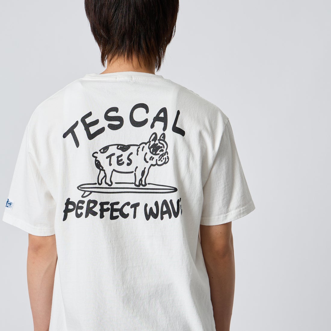 The Endless Summer [エンドレスサマー] 別注 手描き風 バックプリントTシャツ [FH-26574506-JF] WHITE &&モデル身長：177cm 着用サイズ：XL&&