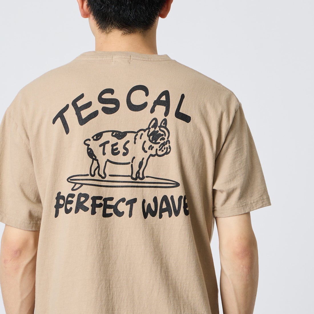The Endless Summer [エンドレスサマー] 別注 手描き風 バックプリントTシャツ [FH-26574506-JF] BEIGE &&モデル身長：168cm 着用サイズ：L&&