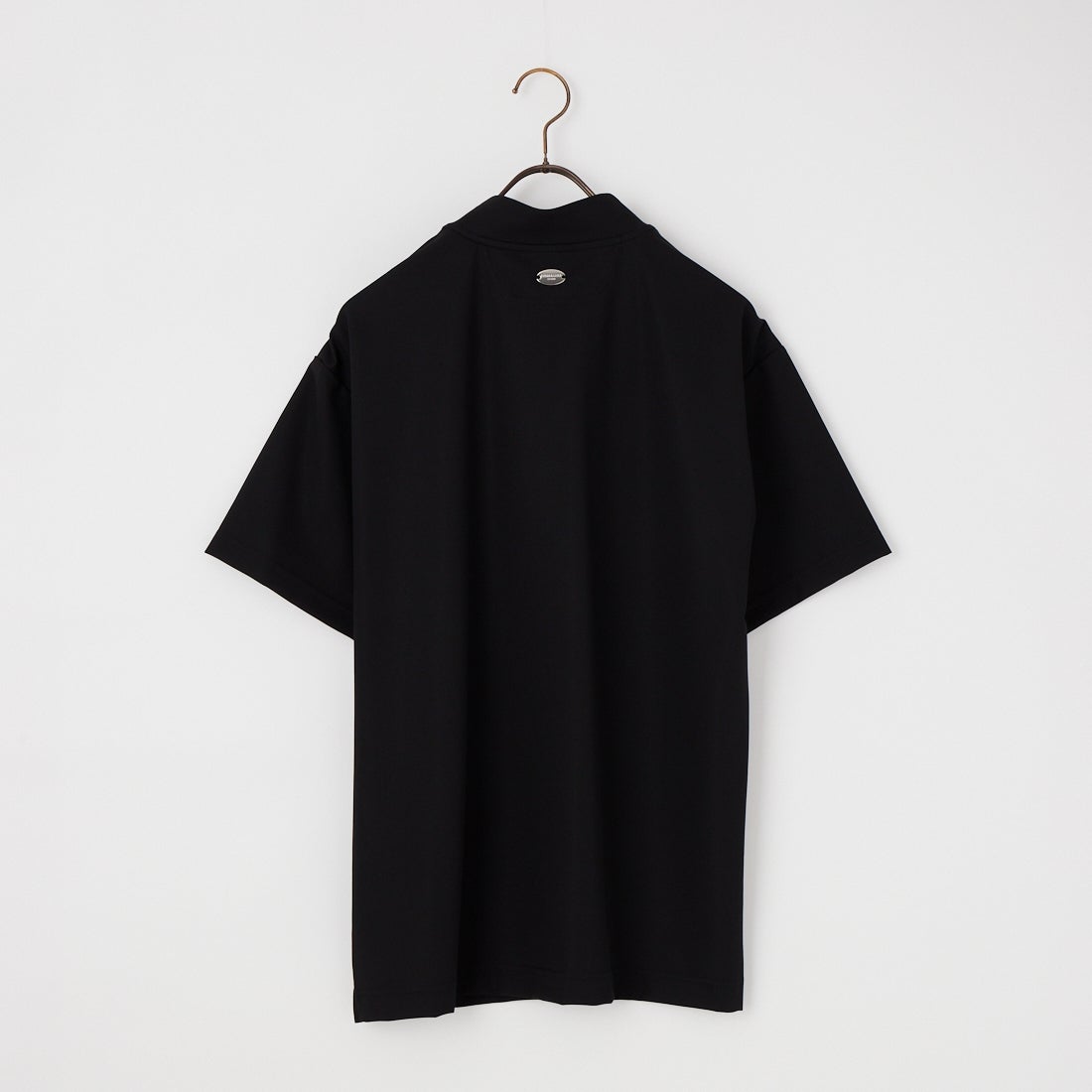 MARK & LONA [マークアンドロナ] ナイロンワッフル ブラックレターロゴ モックネックTシャツ [MLM-6A-AA07] BLACK