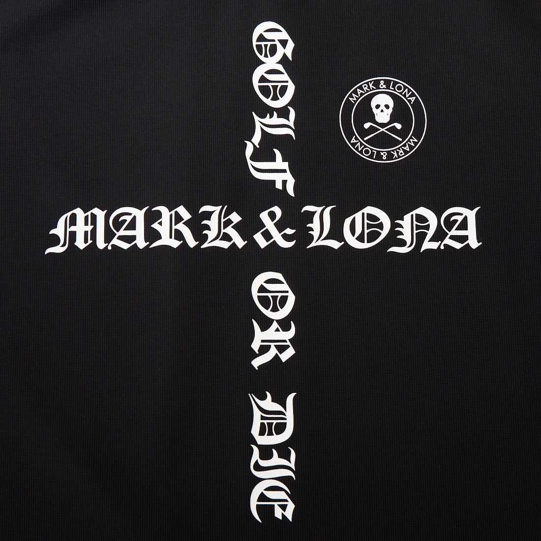 MARK & LONA [マークアンドロナ] ナイロンワッフル ブラックレターロゴ モックネックTシャツ [MLM-6A-AA07] BLACK