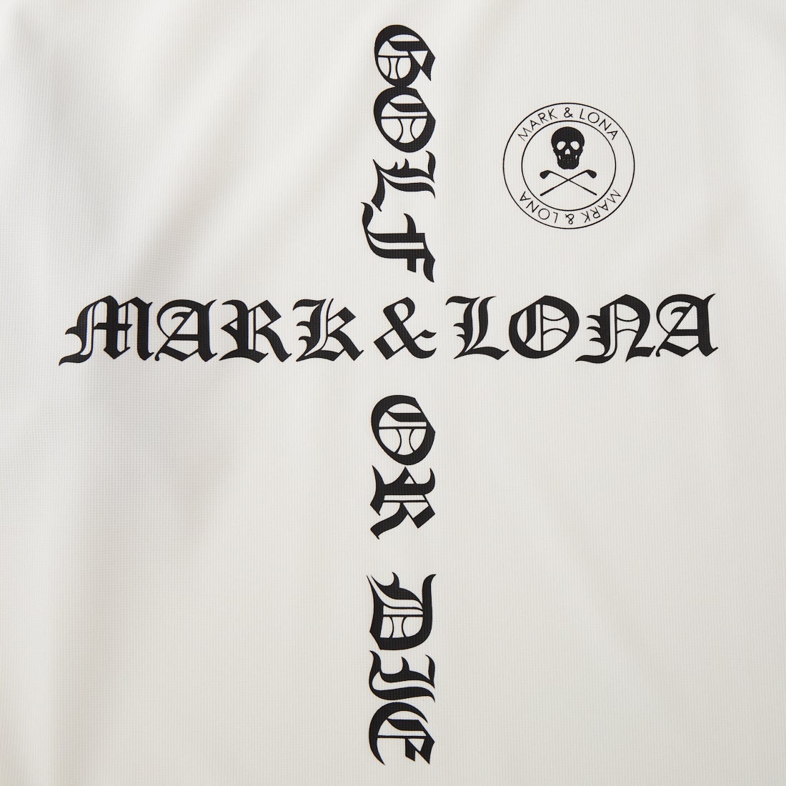 MARK & LONA [マークアンドロナ] ナイロンワッフル ブラックレターロゴ モックネックTシャツ [MLM-6A-AA07] WHITE