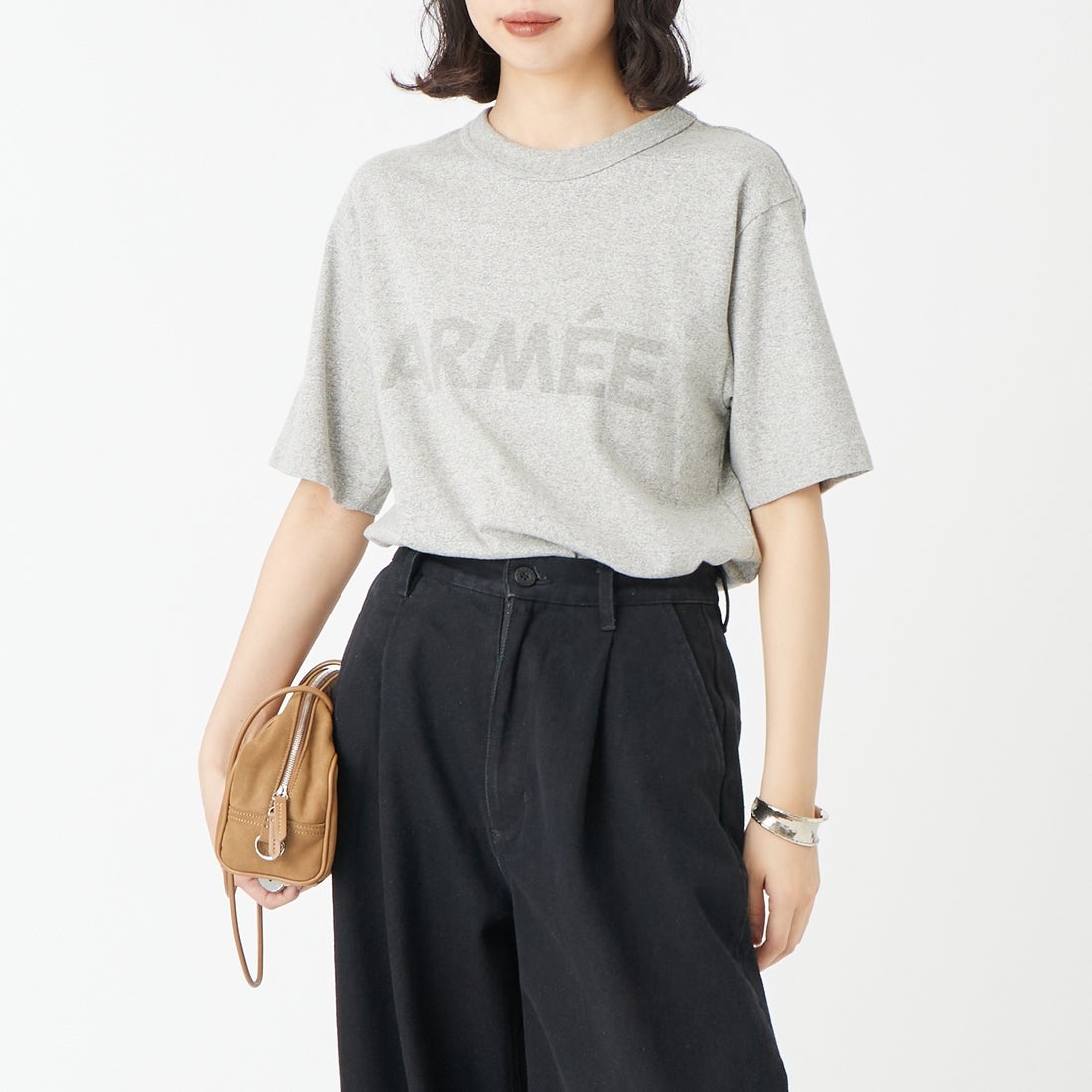 blurhms ROOTSTOCK [ブラームス ルーツストック] ARMEE 88/12スタンダードプリントTシャツ [BROOTS25S35S26C] 02 H.GREY &&モデル身長：162cm 着用サイズ：0&&