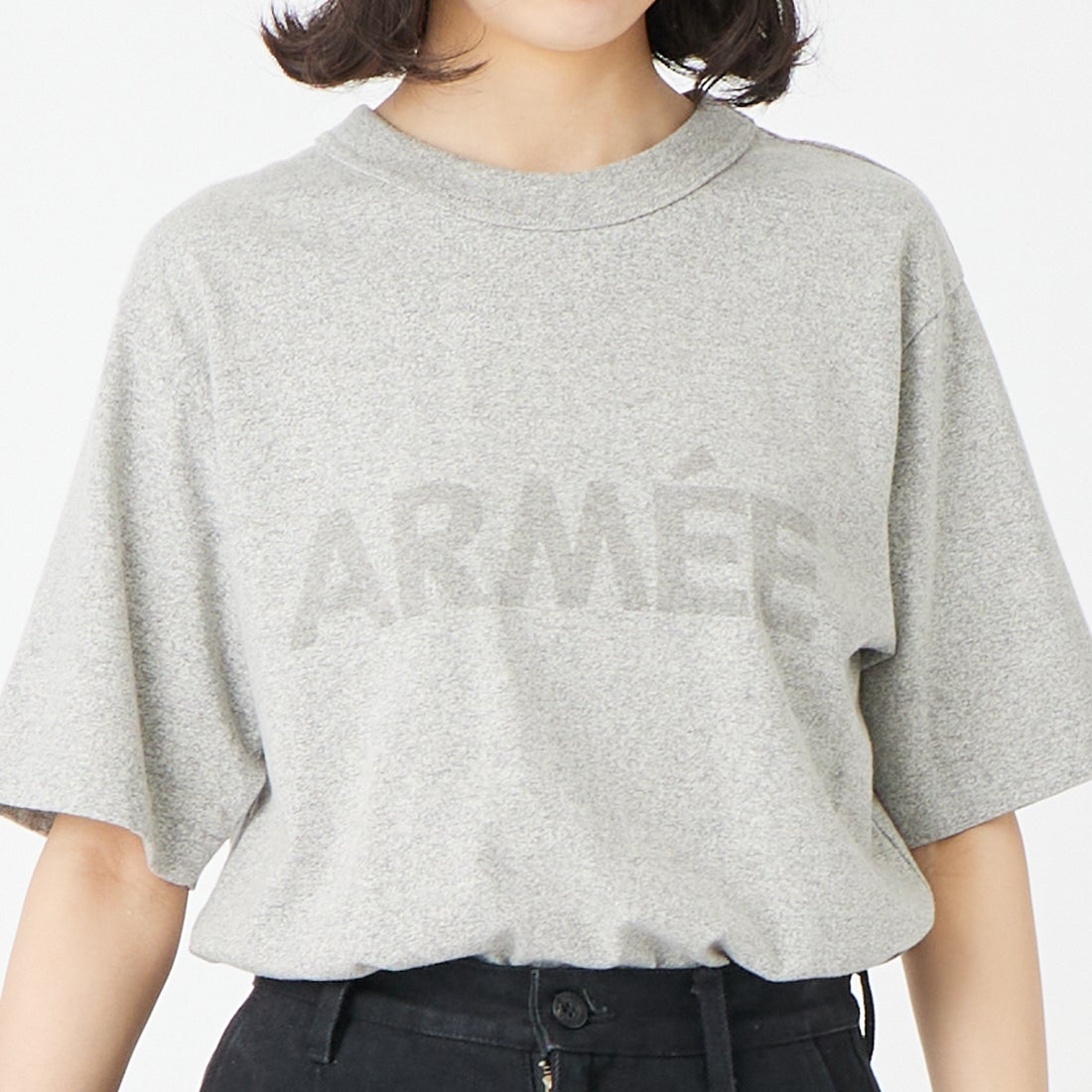 blurhms ROOTSTOCK [ブラームス ルーツストック] ARMEE 88/12スタンダードプリントTシャツ [BROOTS25S35S26C] 02 H.GREY &&モデル身長：162cm 着用サイズ：0&&