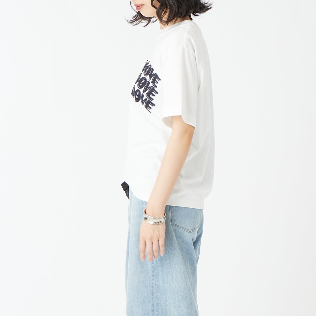 blurhms ROOTSTOCK [ブラームス ルーツストック] RAREGROOVE スタンダードプリントTシャツ [BROOTS25S33S26B] 02 WHT/BLK &&モデル身長：162cm 着用サイズ：0&&
