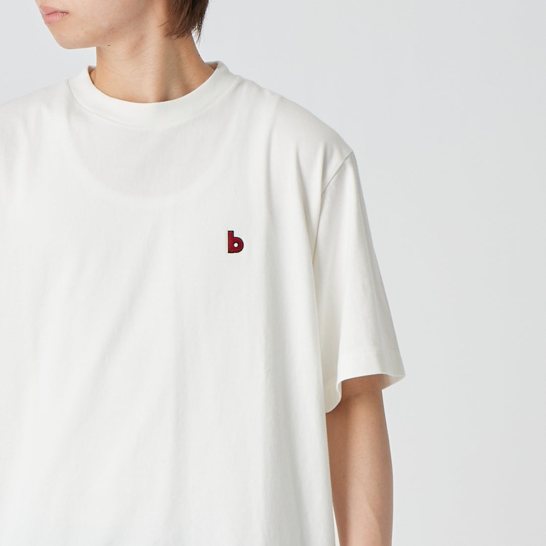 blurhms ROOTSTOCK [ブラームス ルーツストック] B スタンダードパッチTシャツ [BROOTS25S33S26C] 01 WHT/RED &&モデル身長：177cm 着用サイズ：3&&