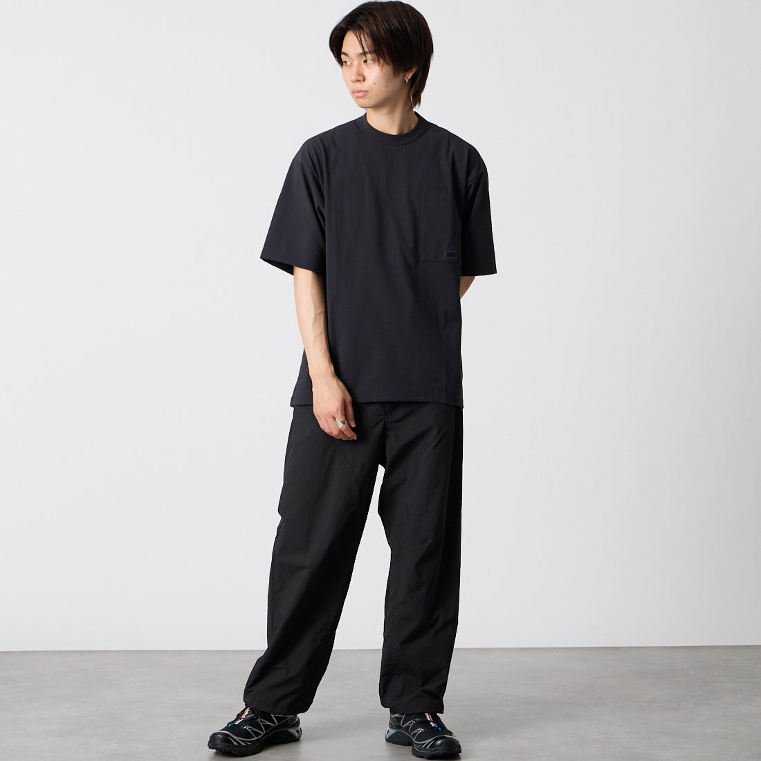 THE NORTH FACE [ザ ノースフェイス] ショートスリーブエンライドTシャツ [NT82561] K &&モデル身長：177cm 着用サイズ：M&&