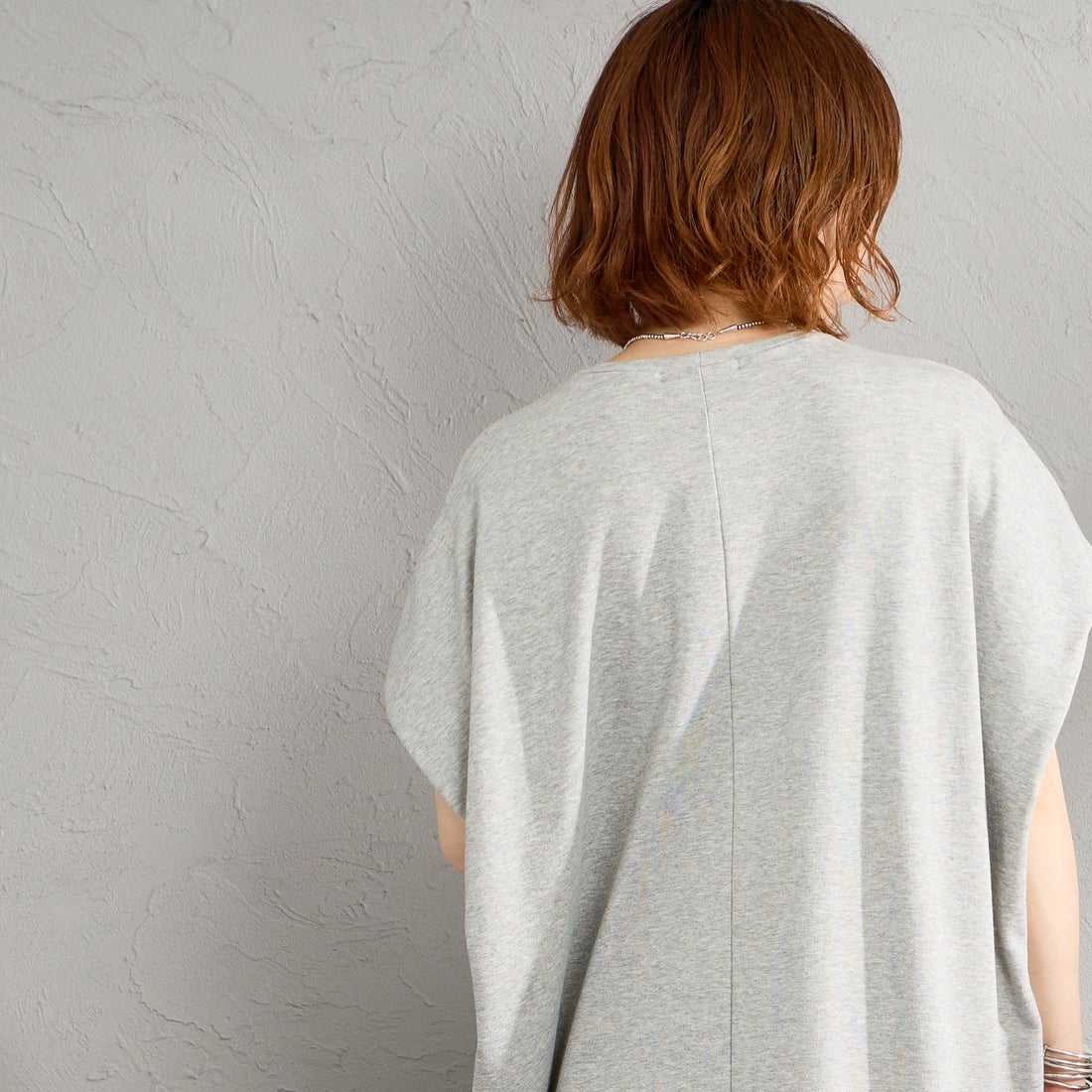 mizuiro ind [ミズイロインド] ドライフレンチテリー ノースリーブロングワンピース [1-250085] 91 GRAY &&モデル身長：158cm 着用サイズ：F&&