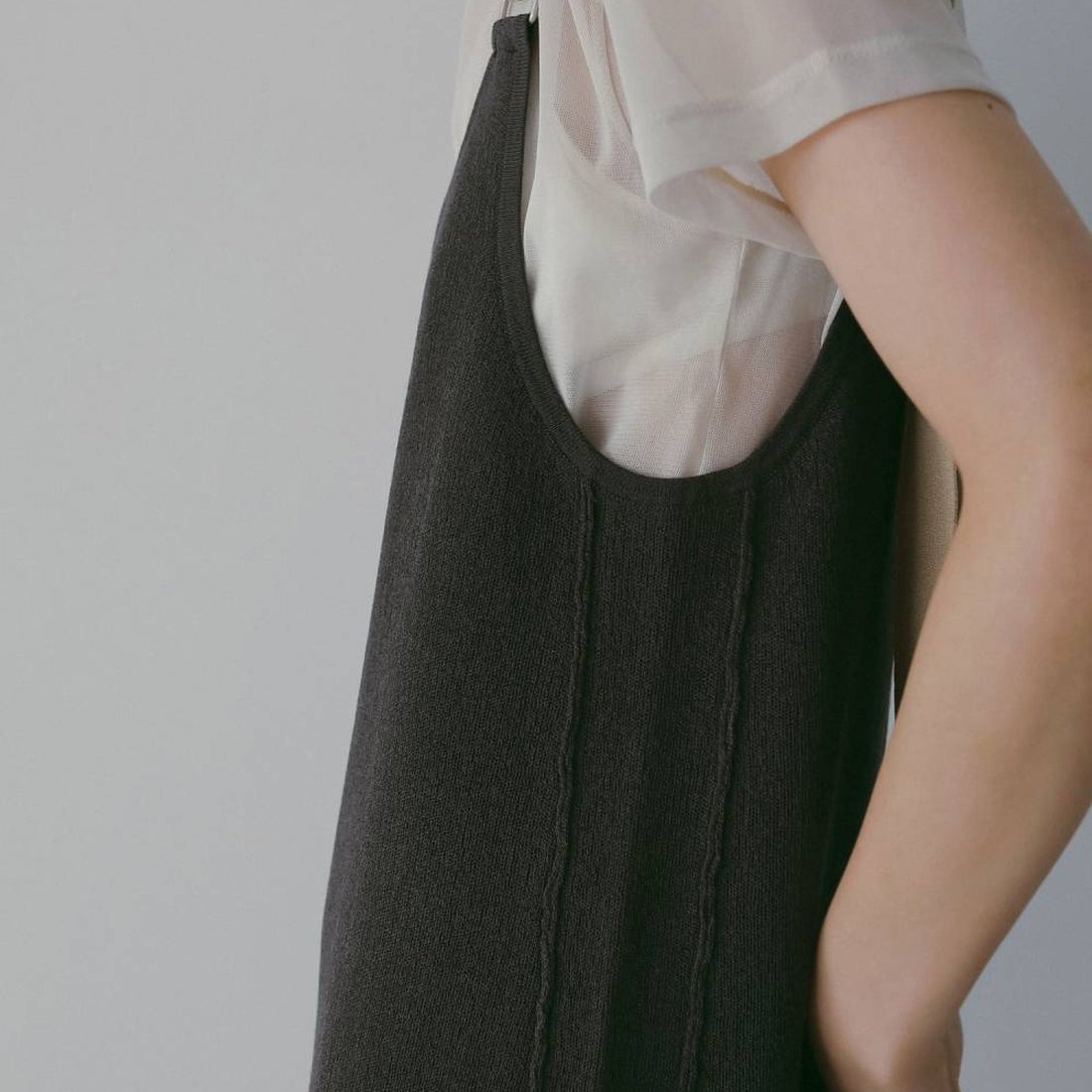 anuke [アンヌーク] サロペットニットワンピース [62610303] C/GRY] サロペットニットワンピース [62610303]