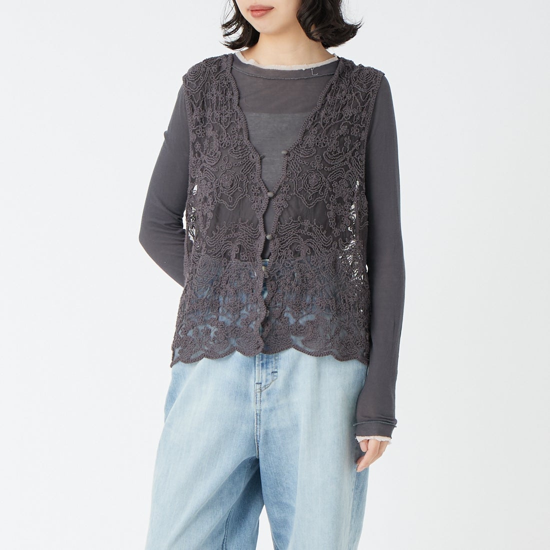 15 CHARCOA&&モデル身長：162cm 着用サイズ：F&&