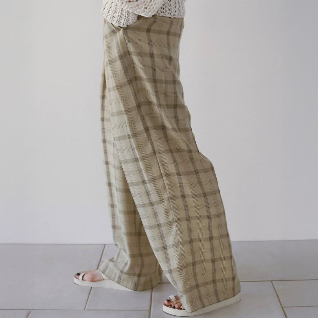 anuke [アンヌーク] チェックダブルタックパンツ [62610702] CRM