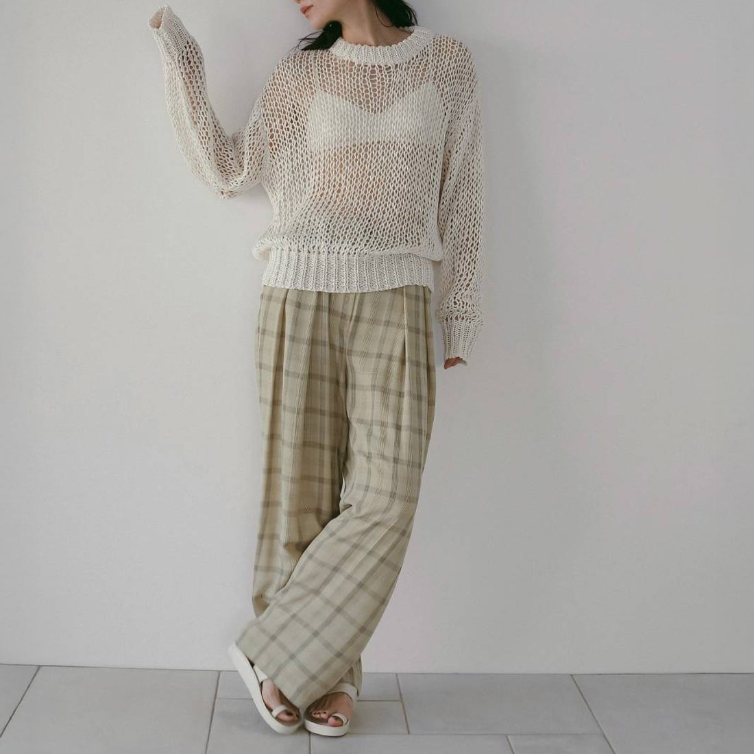 anuke [アンヌーク] チェックダブルタックパンツ [62610702] CRM