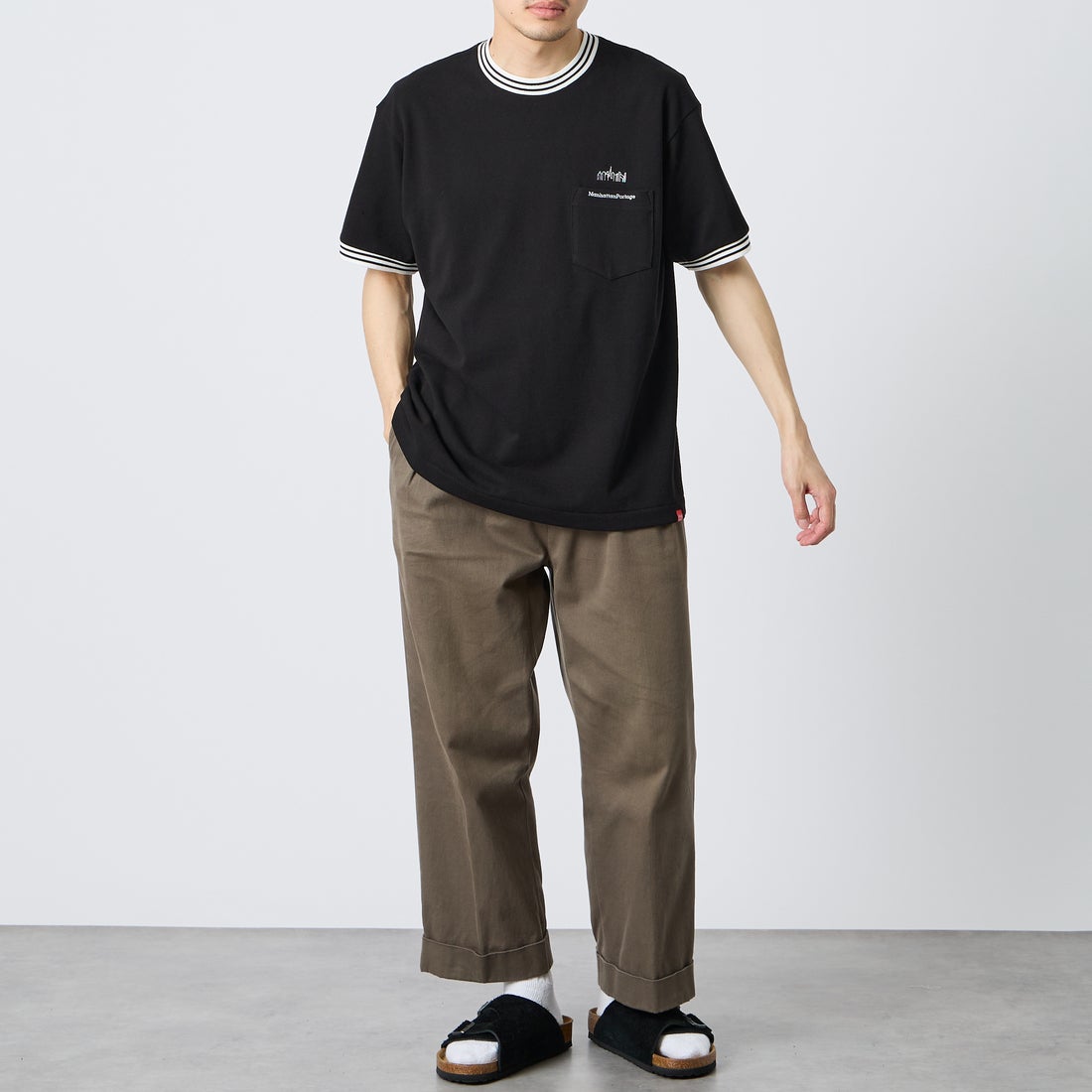 MANHATTAN PORTAGE [マンハッタンポーテージ] ショートスリーブTシャツ [26SS-MP-M642] BLACK &&モデル身長：167cm 着用サイズ：M&&