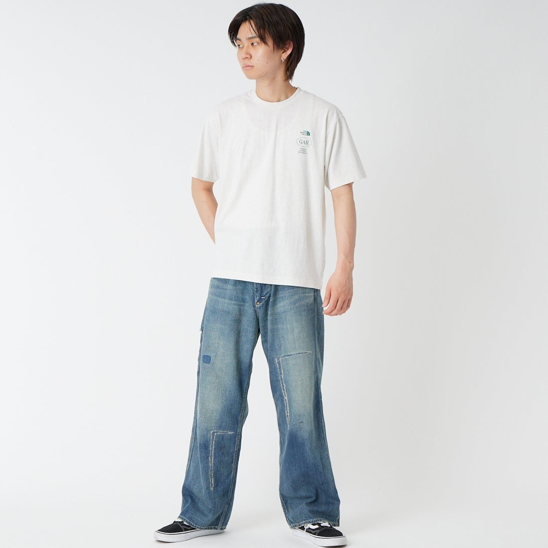 THE NORTH FACE [ザ ノースフェイス] GARスモーラー タイポグラフィックショートスリーブTシャツ [NT32667] WX &&モデル身長：177cm 着用サイズ：M&&