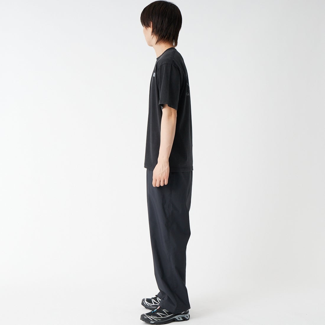 THE NORTH FACE [ザ ノースフェイス] GAR タイポグラフィックカラードショートスリーブTシャツ [NT32668] K &&モデル身長：177cm 着用サイズ：M&&