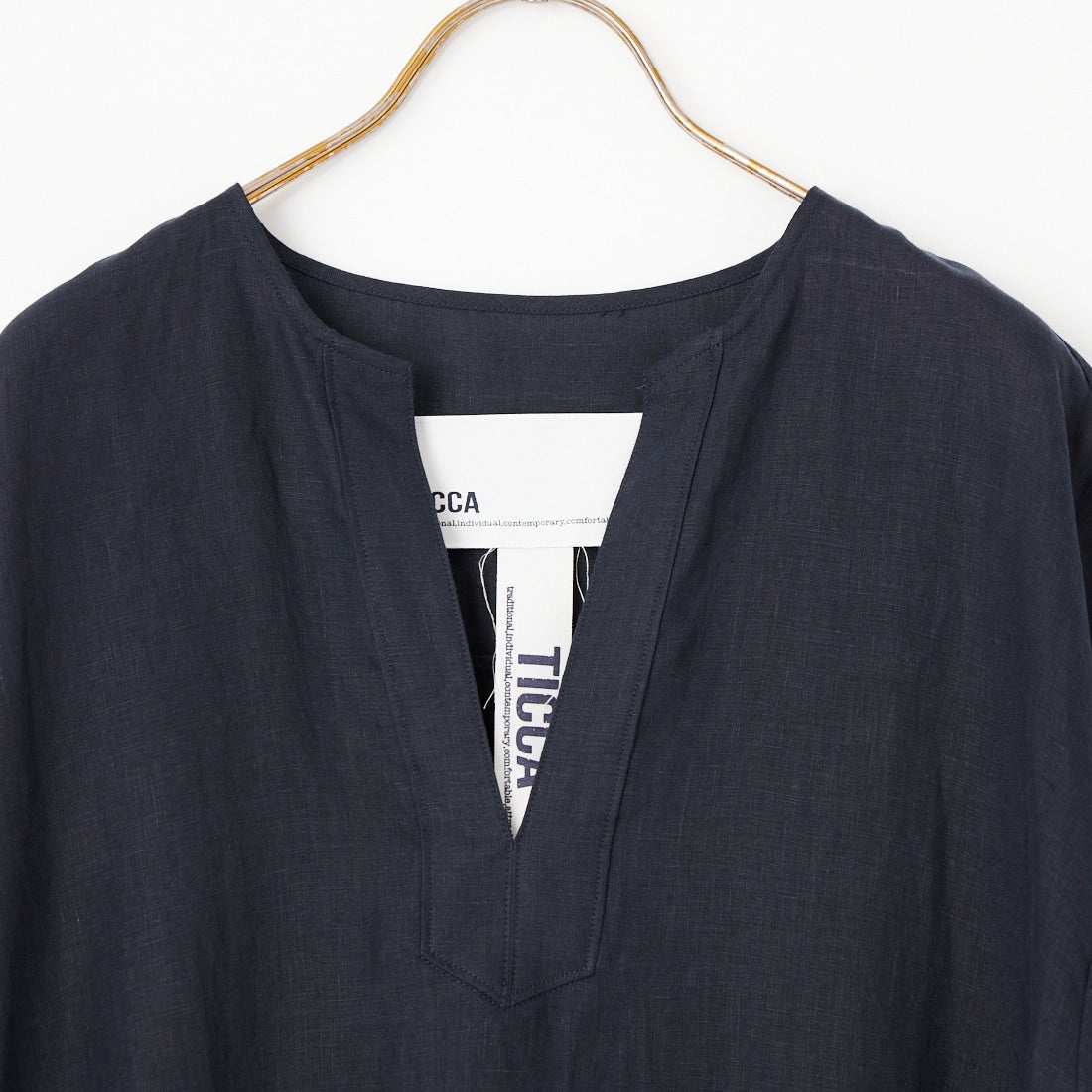 TICCA [ティッカ] リネンツイストスリーブワンピース [TBFS-405] NAVY
