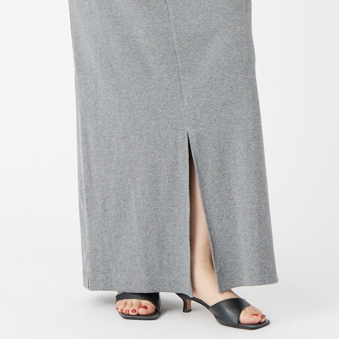 USINE [ユジーヌ] 前後2WAYリブワンピース [IN3-OP-6] ｸﾞﾚｰ &&モデル身長：162cm 着用サイズ：38&&