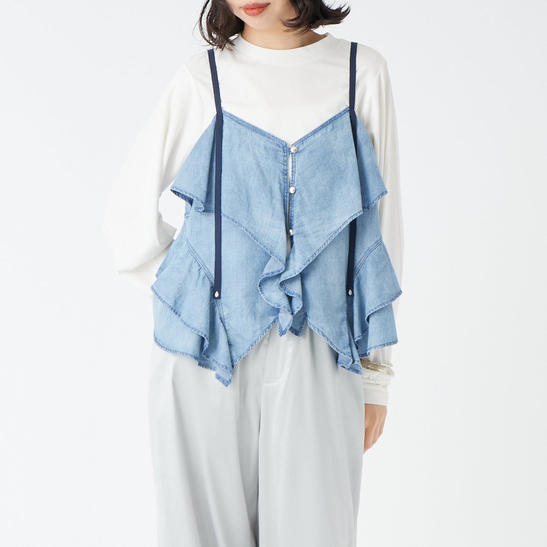 ANTGAUGE [アントゲージ] シアーデニムティアードビスチェ [GB340] 38 ｱﾝﾃｨｰｸ &&モデル身長：162cm 着用サイズ：F&&