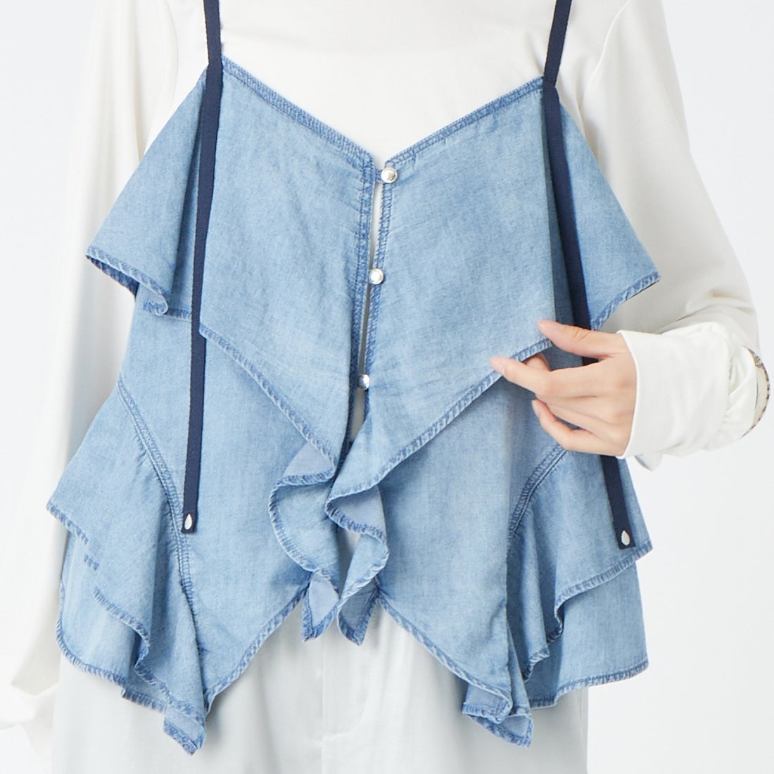 ANTGAUGE [アントゲージ] シアーデニムティアードビスチェ [GB340] 38 ｱﾝﾃｨｰｸ &&モデル身長：162cm 着用サイズ：F&&
