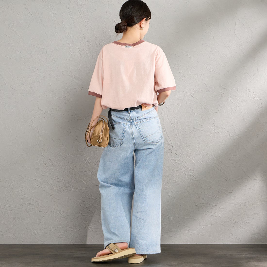 Americana [アメリカーナ] AMRCN クロップドリンガーTシャツ [BRF-M-813A] ﾋﾟﾝｸ &&モデル身長：150cm 着用サイズ：ONE SIZE&&
