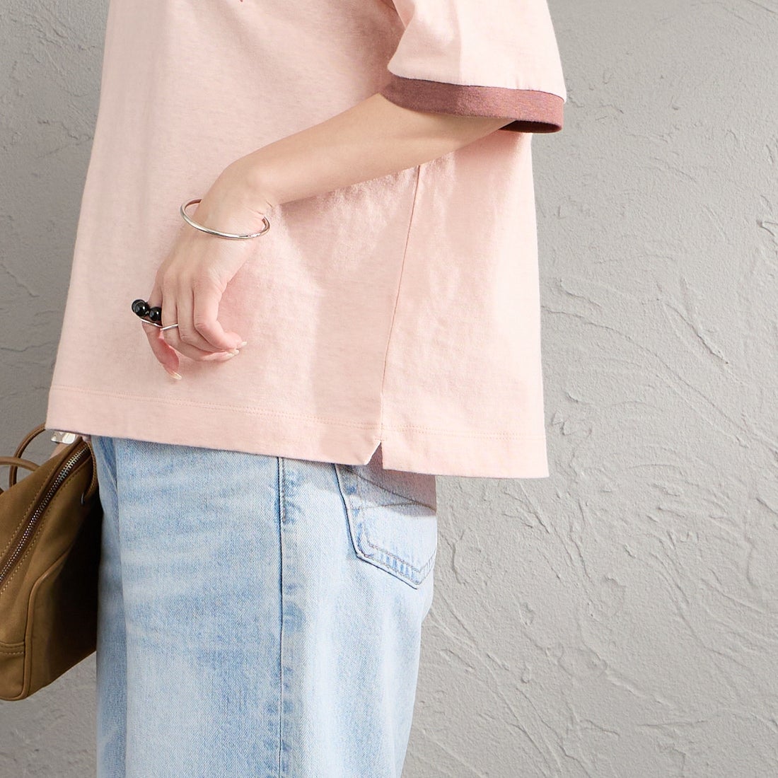 Americana [アメリカーナ] AMRCN クロップドリンガーTシャツ [BRF-M-813A] ﾋﾟﾝｸ &&モデル身長：150cm 着用サイズ：ONE SIZE&&