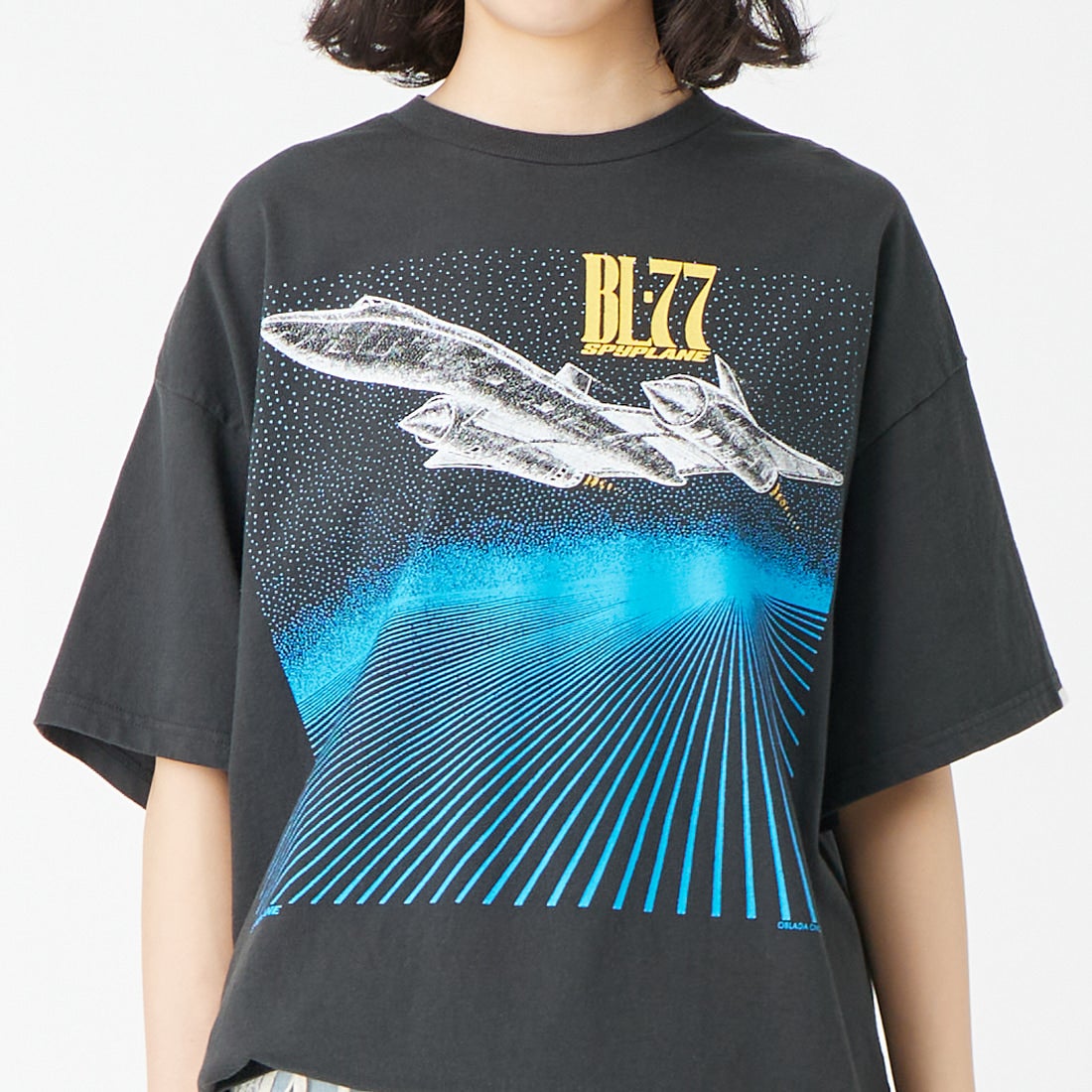 Oblada [オブラダ] SPACE ショートスリーブTシャツ [M2610CU13] BLACK &&モデル身長：162cm 着用サイズ：F&&