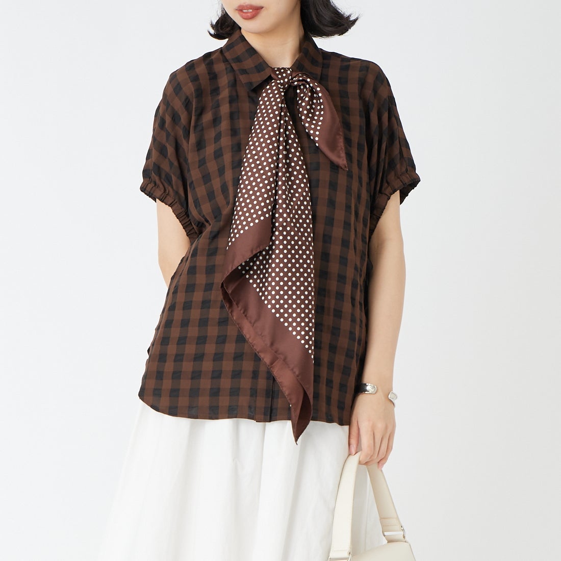 AULENTTI [オウレンティ] シルクドットスカーフ [ST-POIS-2] BROWN