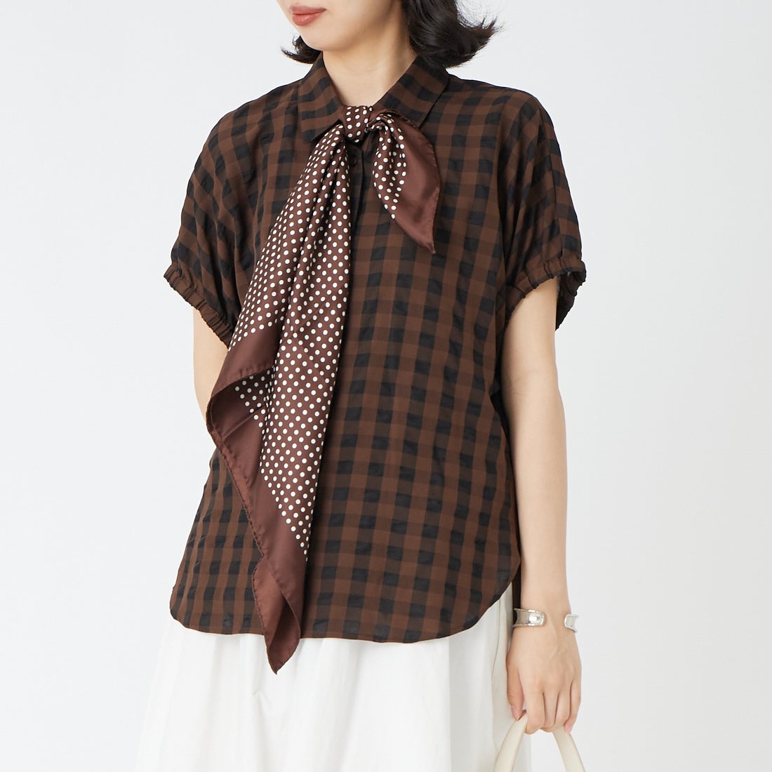AULENTTI [オウレンティ] シルクドットスカーフ [ST-POIS-2] BROWN
