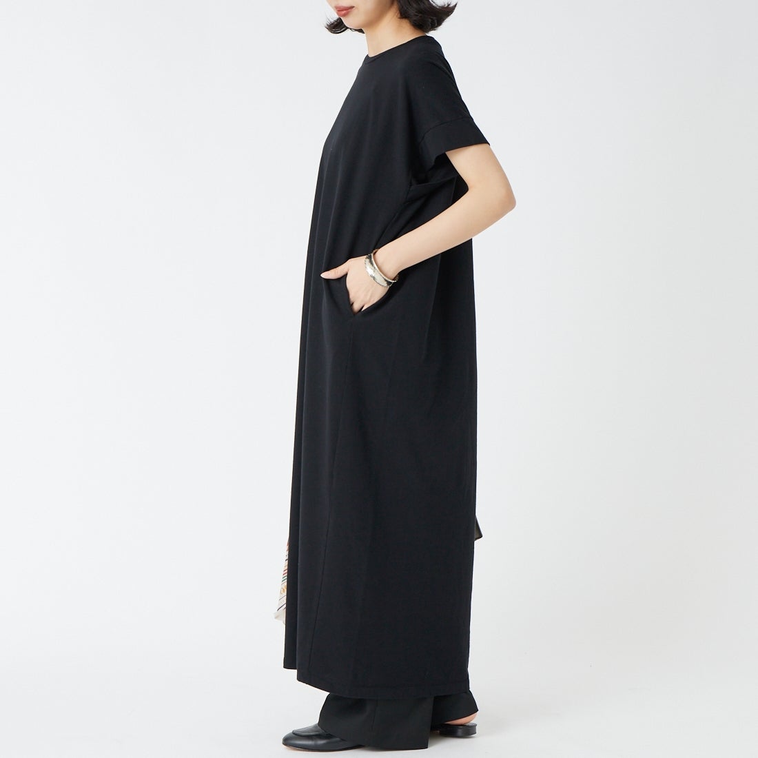 MICA&DEAL [マイカアンドディール] フロッグマキシ丈ワンピース [0126204137] BLACK &&モデル身長：162cm 着用サイズ：F&&