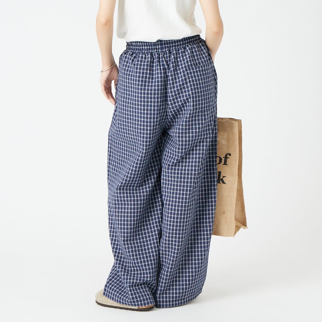 Noir Fabrik [ヌワールファブリック] リラックスイージーパンツ [IN25-PT-6] NVY CHK &&モデル身長：162cm 着用サイズ：M&&