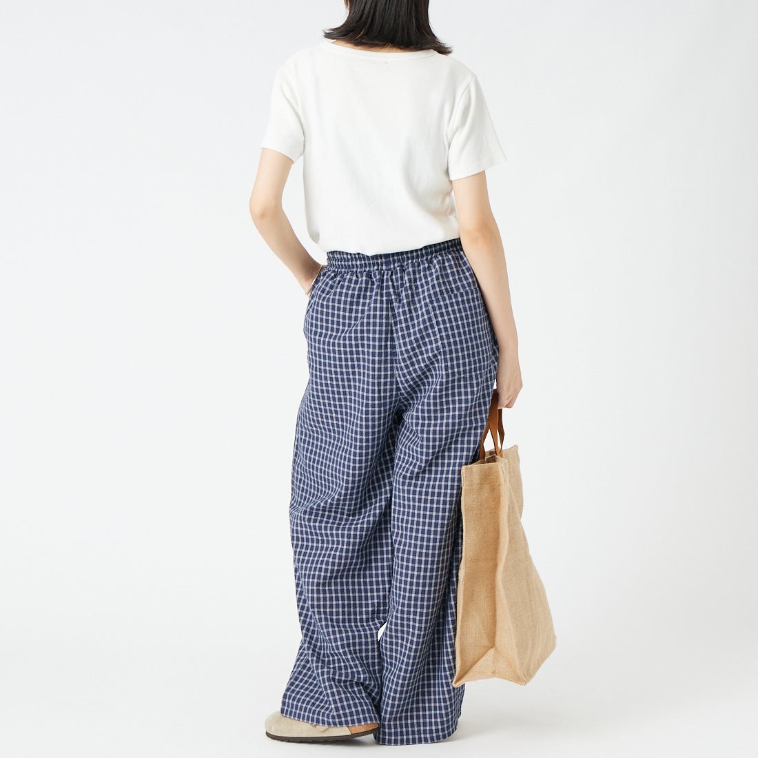 Noir Fabrik [ヌワールファブリック] リラックスイージーパンツ [IN25-PT-6] NVY CHK &&モデル身長：162cm 着用サイズ：M&&
